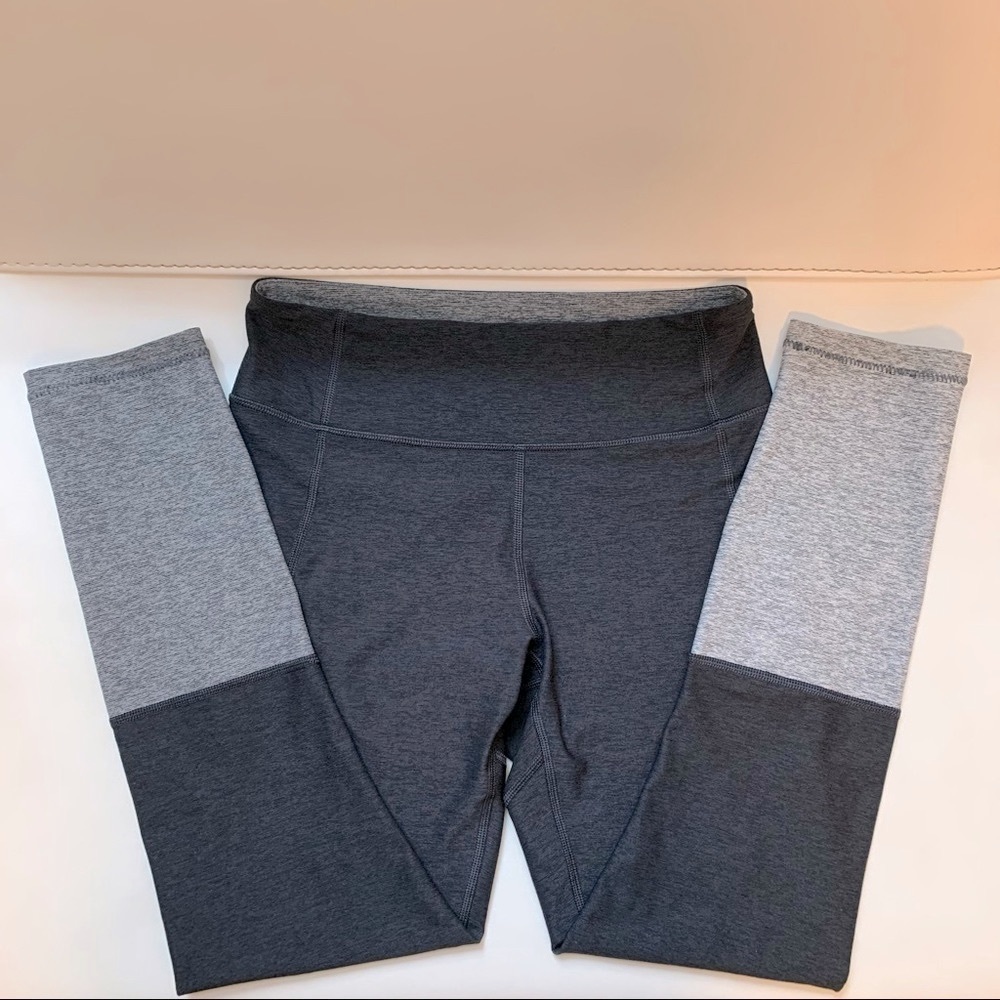 Outdoor Voices Dipped Warmup Leggings - blue and grey